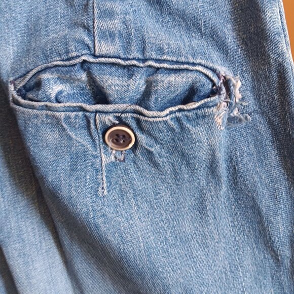24x31 Sz 5 Vintage 70's High-Waisted Pleated Denim Jeans Faded Distress Boho - Picture 5 of 8